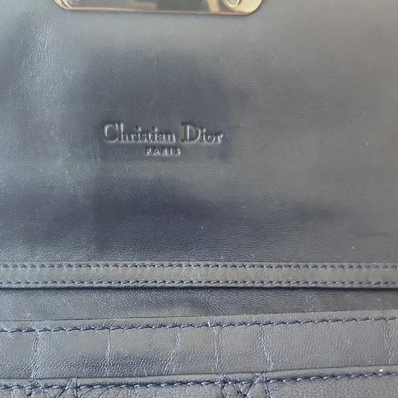 Dior Cannage Navy Blue Wallet On Chain - Picture 2 of 14